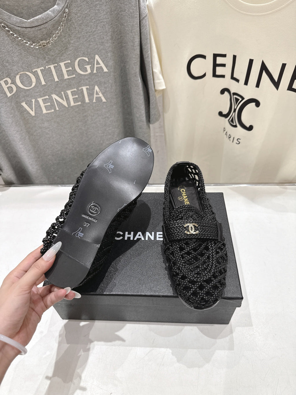 CHANEL 26S BRAIDED MULE IN BLACK WOVEN LEATHER