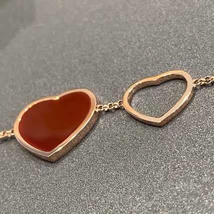 HAPPY HEART CARNELIAN PINK GOLD BRACELET