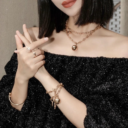 HARDWARE WRAP PINK GOLD BRACELET