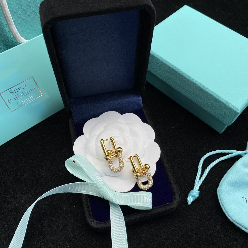 HARDWARE LINK DIAMOND GOLD EARRINGS