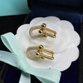 HARDWARE LINK DIAMOND GOLD EARRINGS