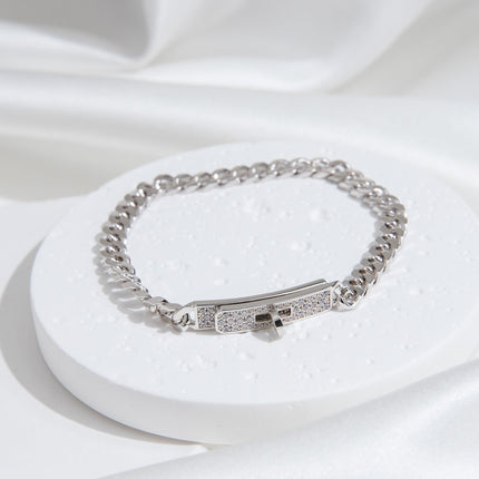 KELLY CHAIN SILVER DIAMOND BRACELET