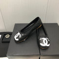 CAMBON BALLET FLAT BLACK WHITE LAMBSKIN