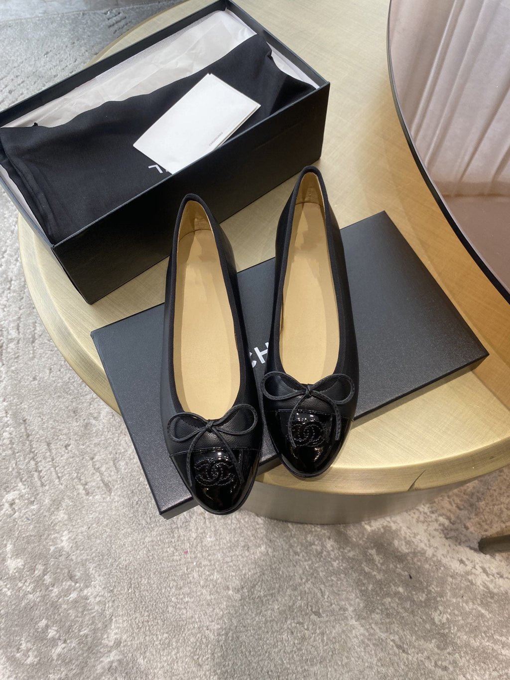 BALLET FLATS BLACK LAMBSKIN WITH BOW