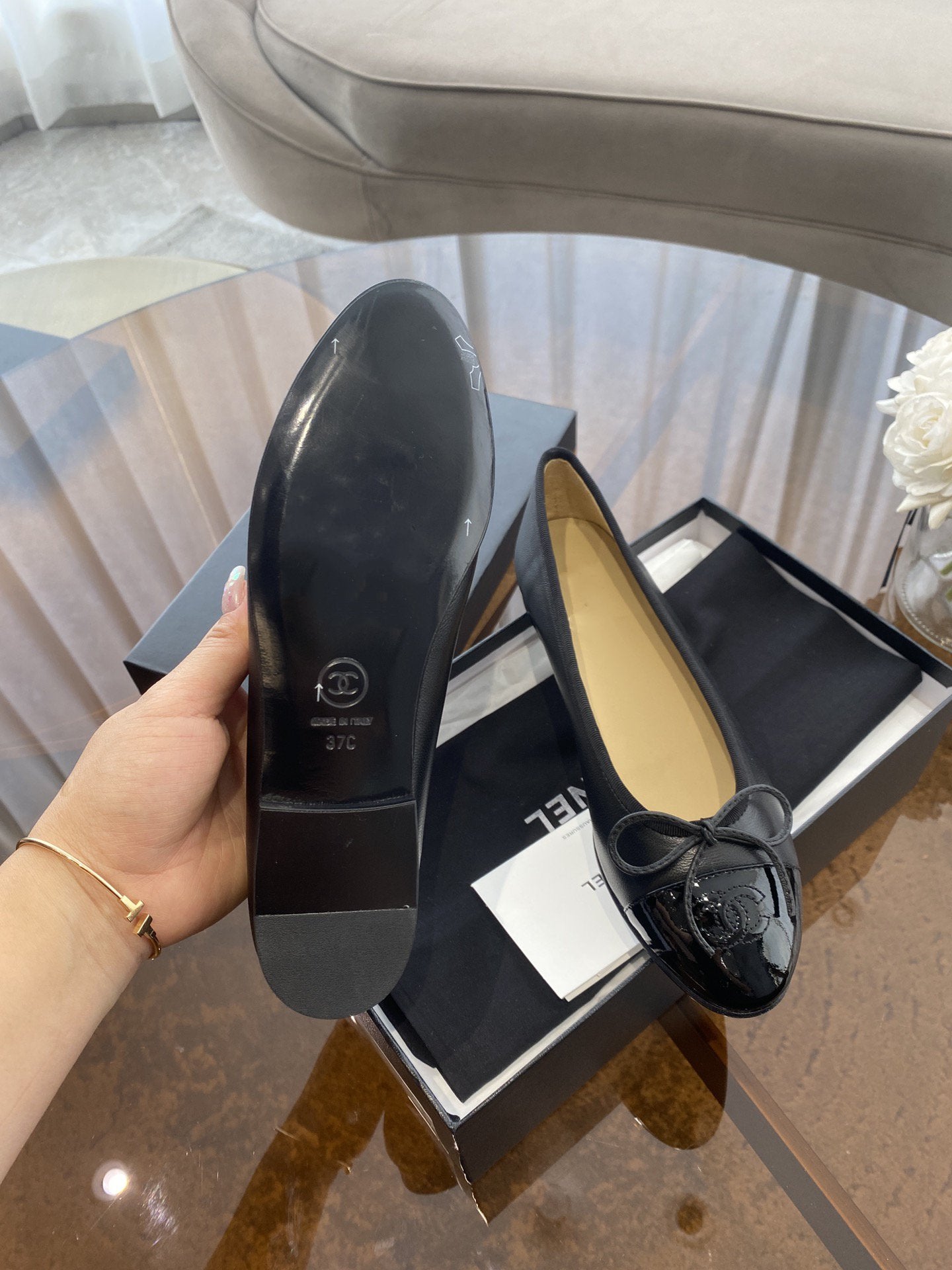 BALLET FLATS BLACK LAMBSKIN WITH BOW