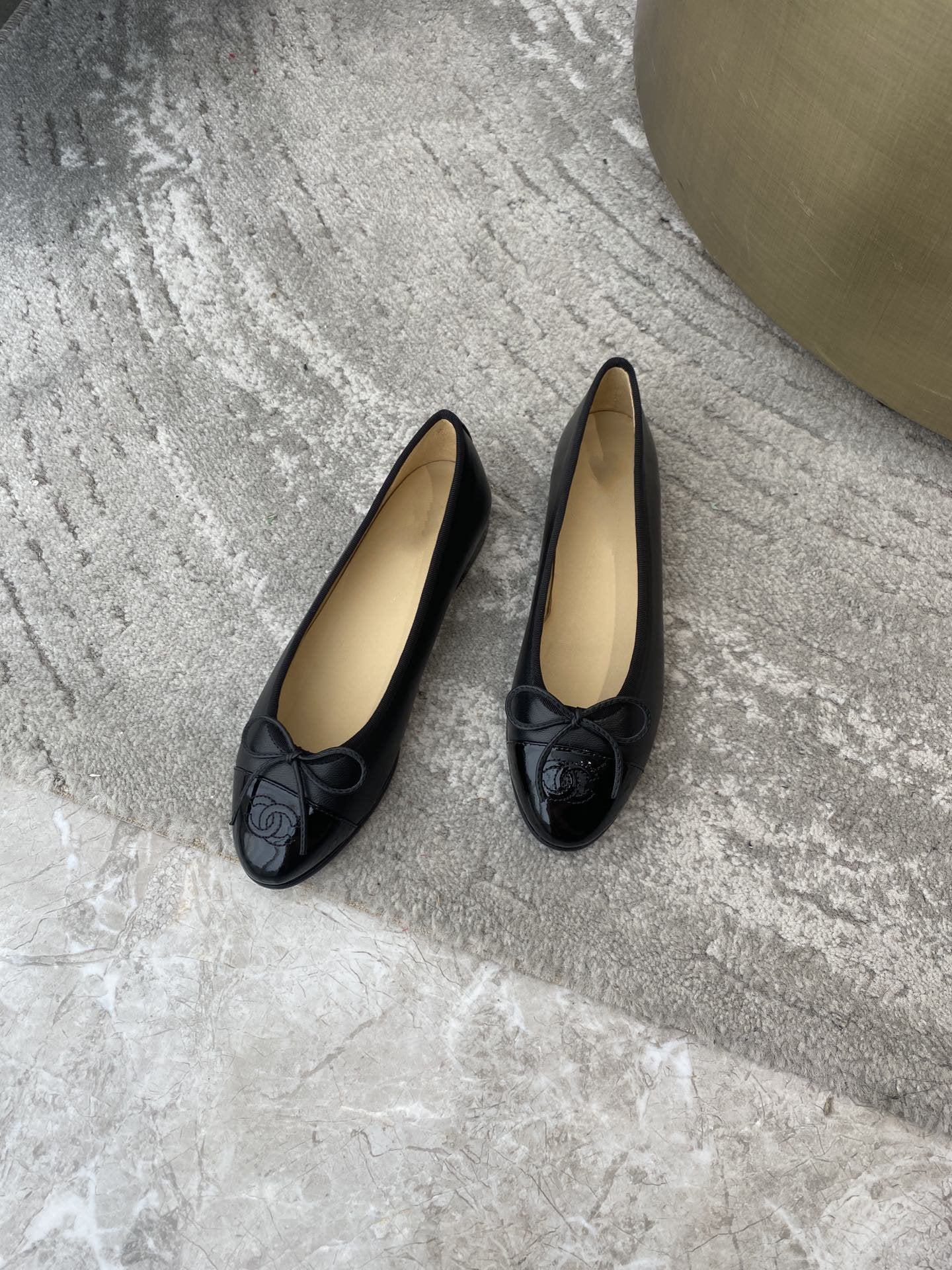 BALLET FLATS BLACK LAMBSKIN WITH BOW