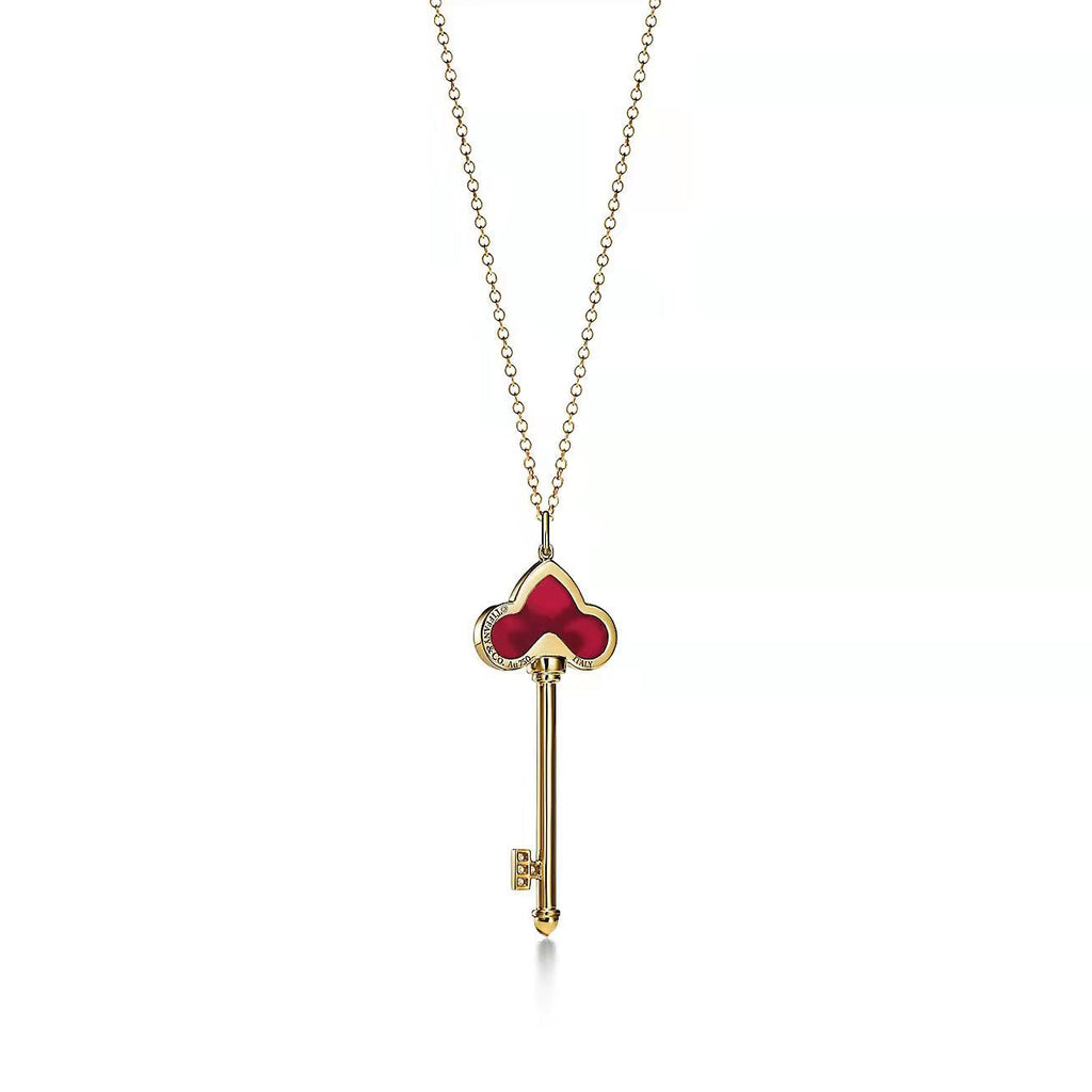 FLEUR DE LIS PINK GOLD DIAMOND CARNELIAN NECKLACE