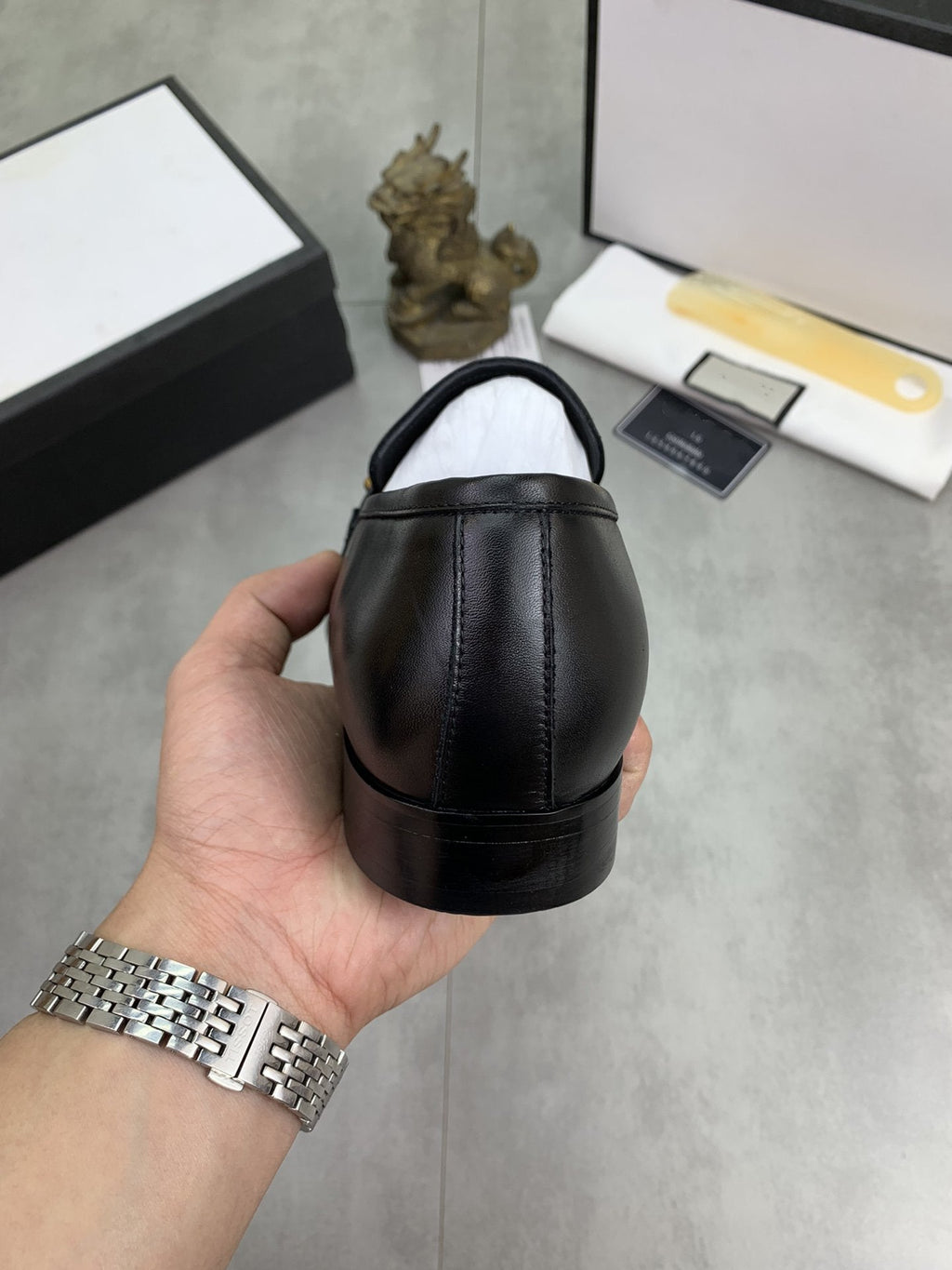 GG MEN'S BLACK LEATHER LOAFER