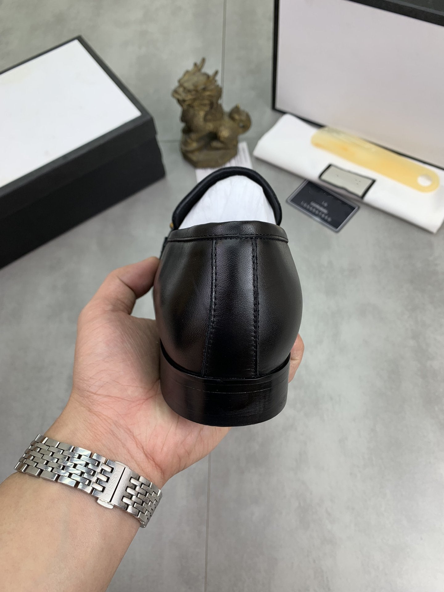 GG MEN'S BLACK LEATHER LOAFER