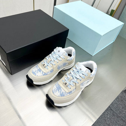 CC TRAINERS TWEED BLUE WHITE CALFSKIN