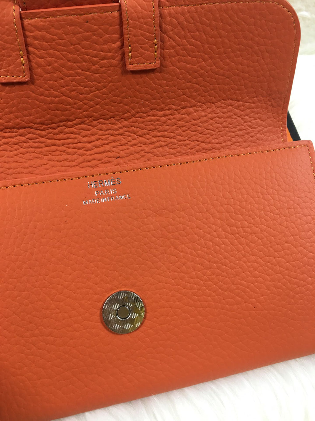 HM SNAP LOCK WALLET 19.5 ORANGE GRAINED CALFSKIN