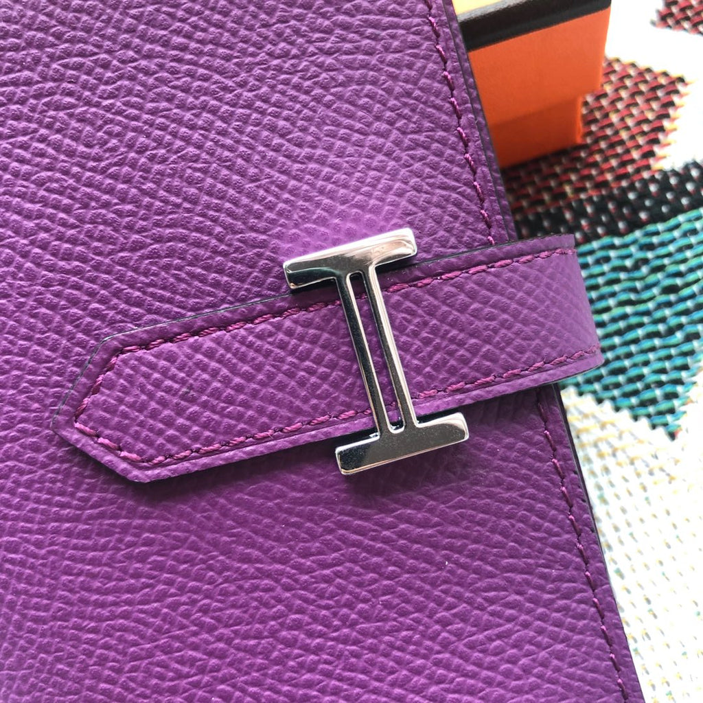 BEARN COMPACT WALLET 12 IN VIOLET PURPLE EPSOM LEATHER