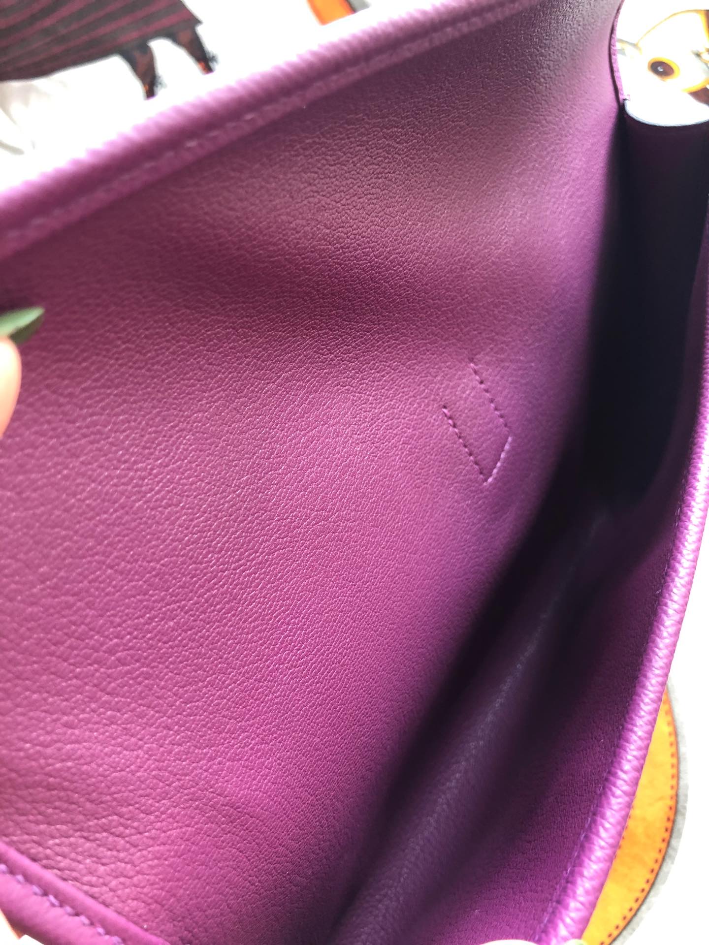 JIGE ELAN 29 CLUTCH IN MAGENTA PURPLE CALFSKIN