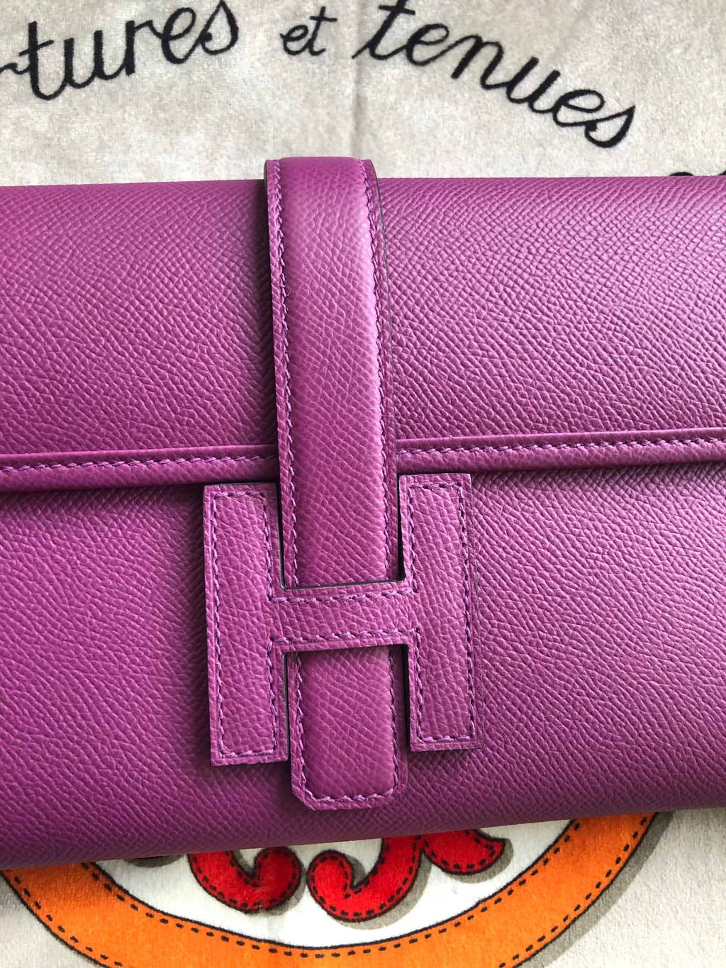 JIGE ELAN 29 CLUTCH IN MAGENTA PURPLE CALFSKIN