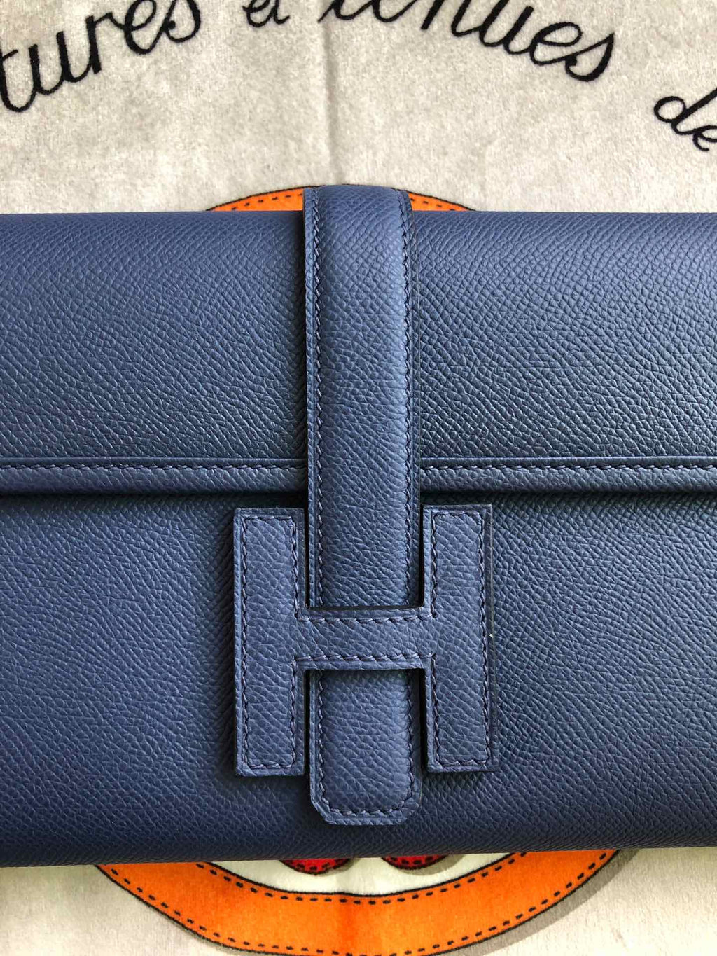 JIGE ELAN 29 CLUTCH IN SPACE BLUE CALFSKIN