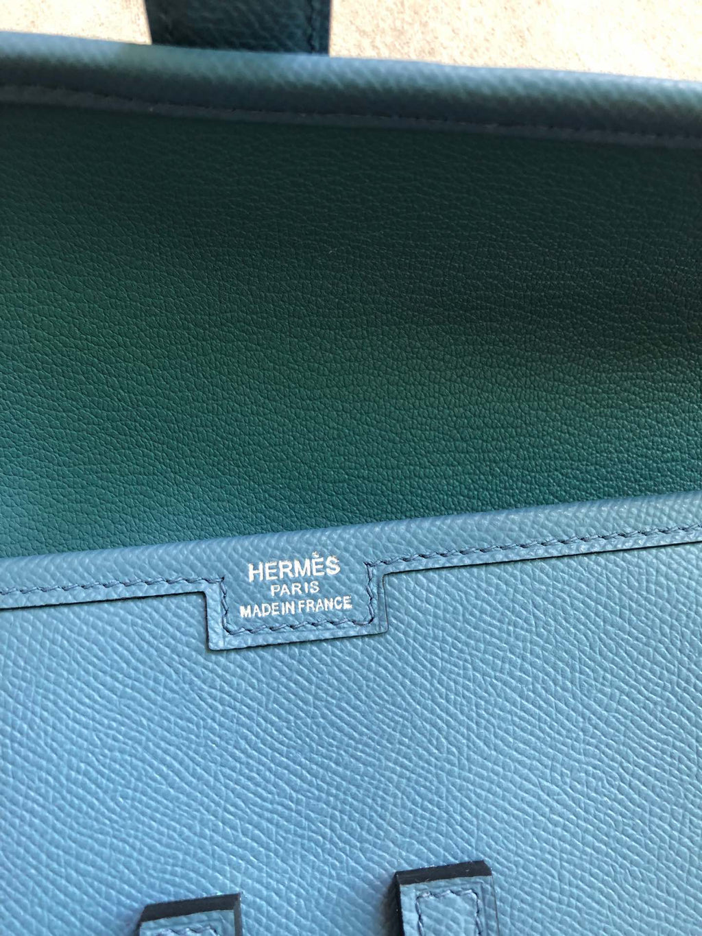 JIGE ELAN 29 CLUTCH IN AZURE BLUE CALFSKIN