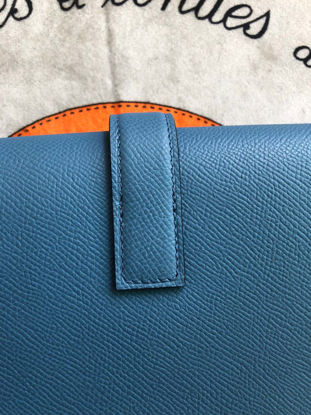JIGE ELAN 29 CLUTCH IN AZURE BLUE CALFSKIN