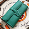 JIGE ELAN 29 CLUTCH IN TEAL GREEN CALFSKIN