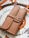 JIGE ELAN 29 CLUTCH IN BRONZE BROWN CALFSKIN