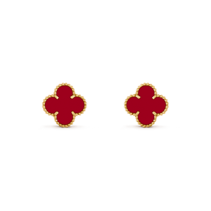 CLOVER MEDIUM CARNELIAN PINK GODL EARRINGS