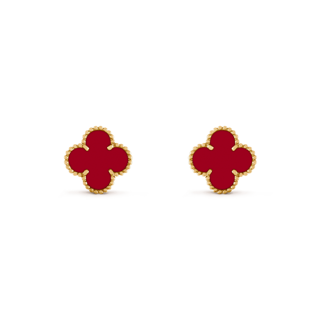 CLOVER MEDIUM CARNELIAN PINK GODL EARRINGS