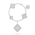 CLOVER 6 MOTIFS SILVER DIAMOND BRACELET