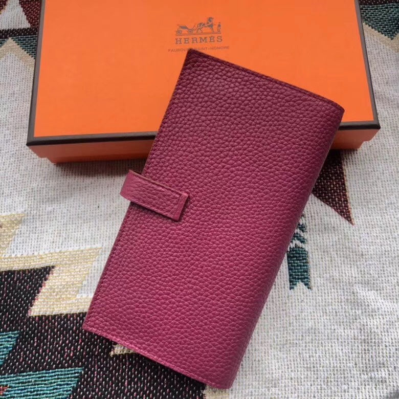 BEARN LONG 17 WALLET IN MAGENTA PURPLE EPSOM LEATHER