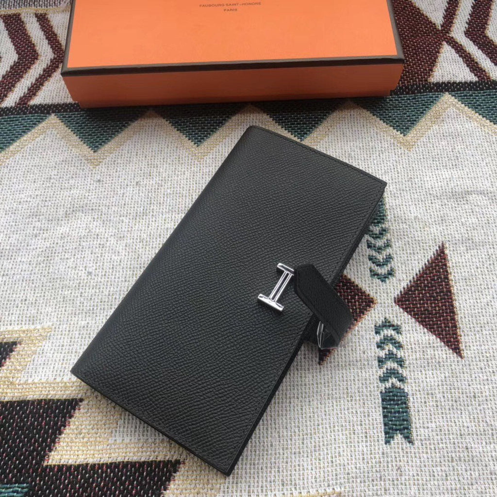 BEARN LONG 17 WALLET IN BLACK EPSOM LEATHER