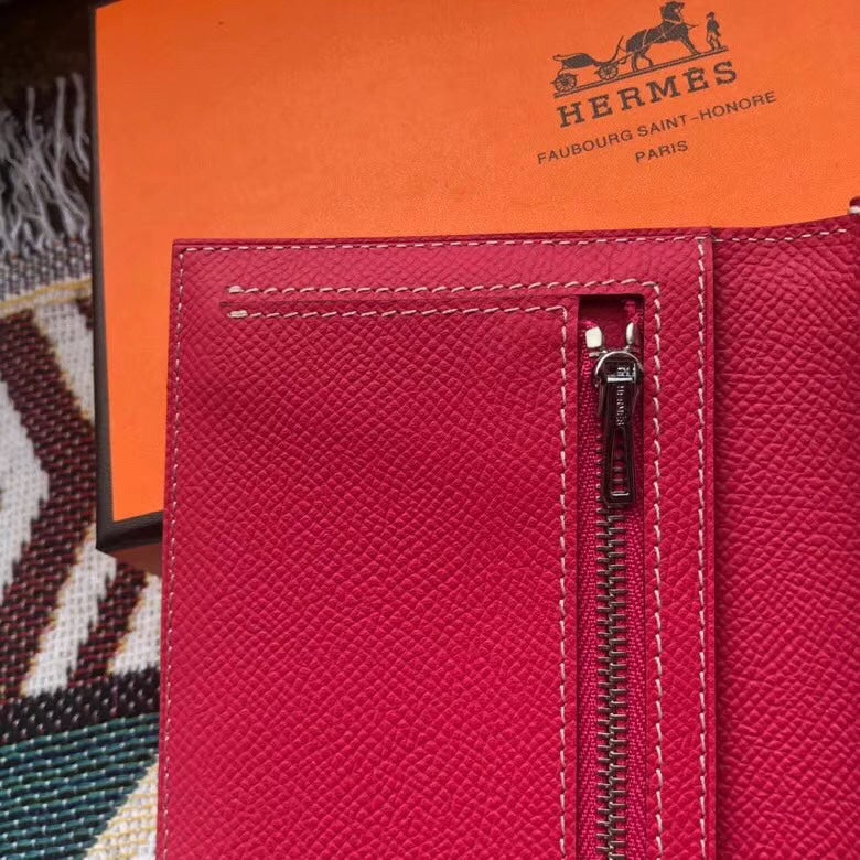 BEARN LONG 17 WALLET IN ROSE RED EPSOM LEATHER