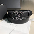 CC MEDIUM 30 MM BELT BLACK CALFSKIN SILVER HARDWARE