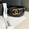 CC MEDIUM 30 MM BELT BLACK CALFSKIN GOLD BUCKLE