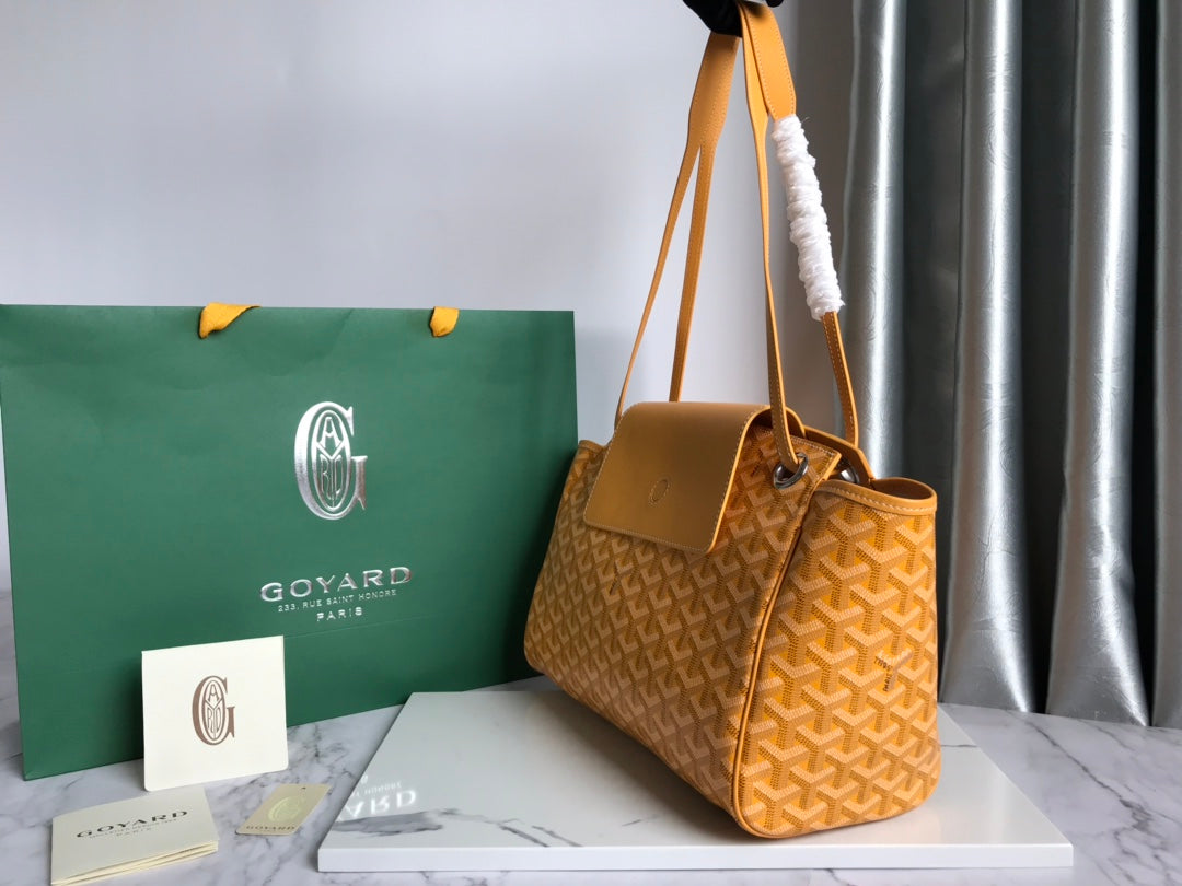 GOYA 26S ROUETTE PM TOTE BAG 30CM IN CARAMEL BROWN CANVAS AND CALFSKIN