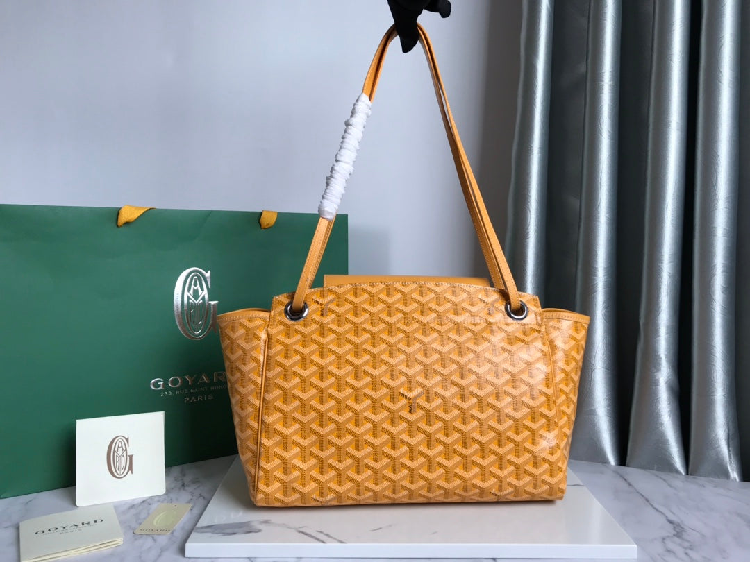 GOYA 26S ROUETTE PM TOTE BAG 30CM IN CARAMEL BROWN CANVAS AND CALFSKIN