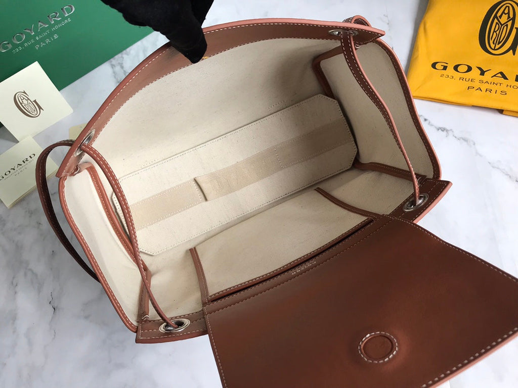 GOYA 26S ROUETTE PM TOTE BAG 30CM IN BROWN CANVAS AND CALFSKIN