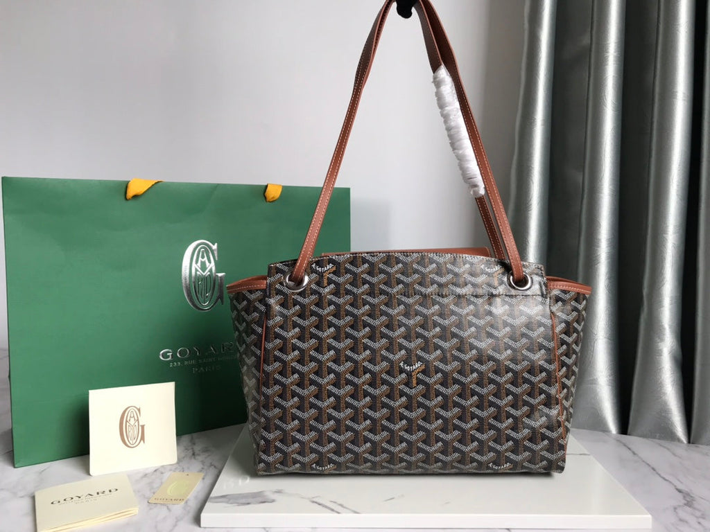 GOYA 26S ROUETTE PM TOTE BAG 30CM IN BROWN CANVAS AND CALFSKIN