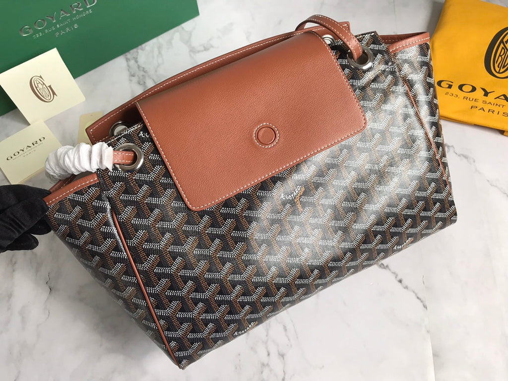 GOYA 26S ROUETTE PM TOTE BAG 30CM IN BROWN CANVAS AND CALFSKIN
