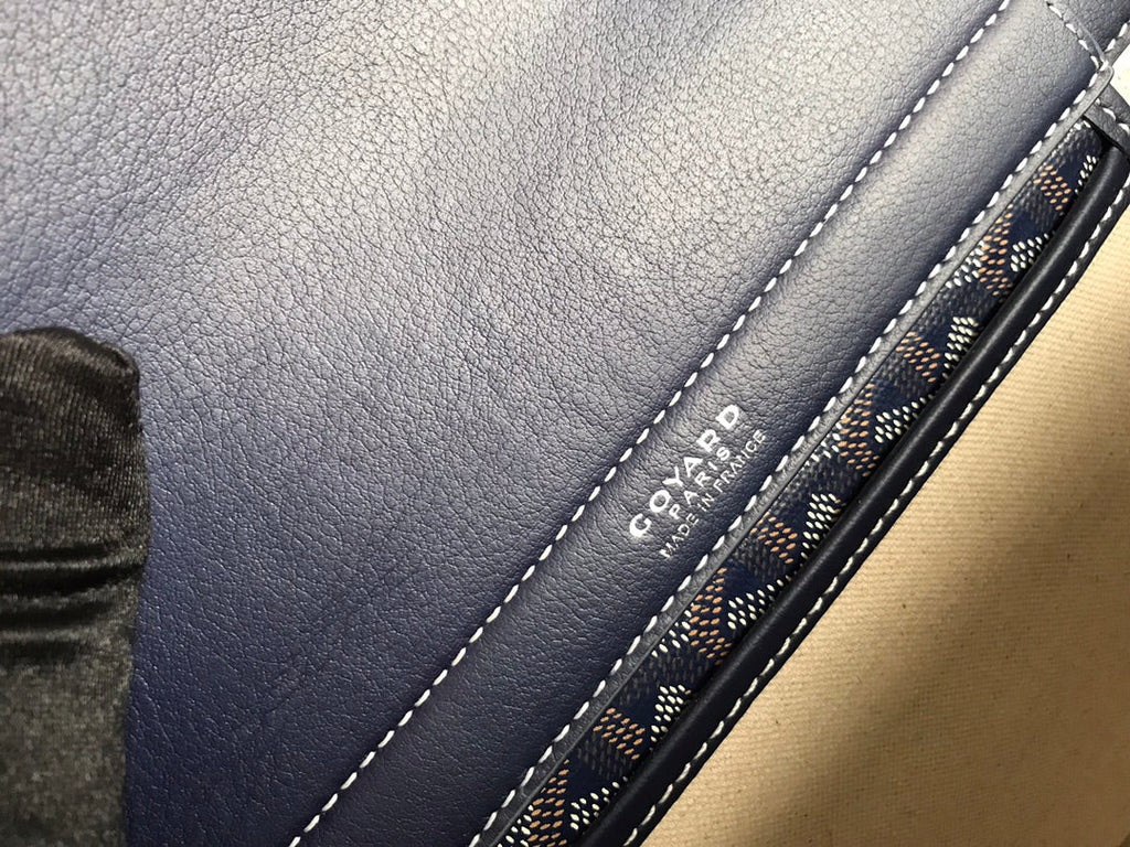 GOYA 26S ROUETTE PM TOTE BAG 30CM IN NAVY BLUE CANVAS AND CALFSKIN
