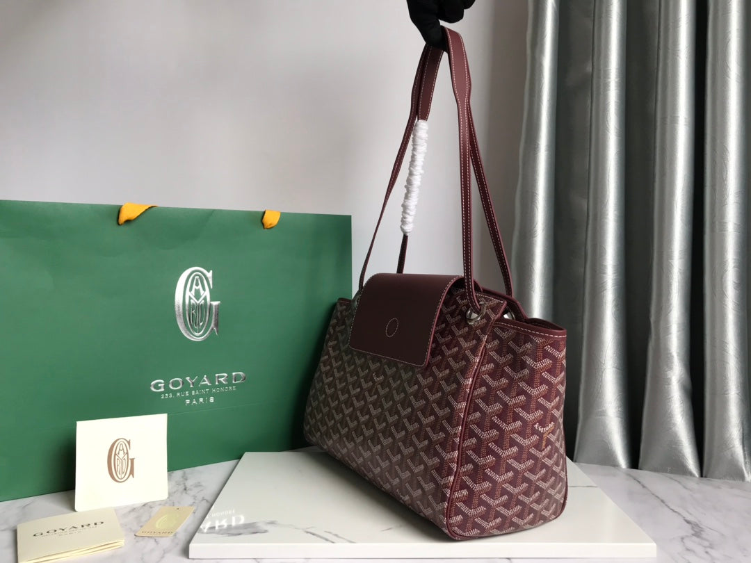 ROUETTE PM TOTE BAG 30 IN BURGUNDY RED CANVAS