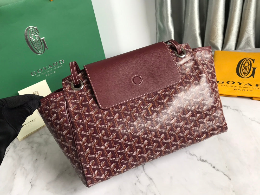ROUETTE PM TOTE BAG 30 IN BURGUNDY RED CANVAS