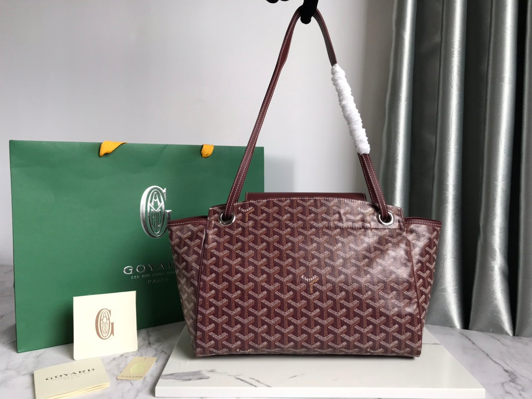 ROUETTE PM TOTE BAG 30 IN BURGUNDY RED CANVAS