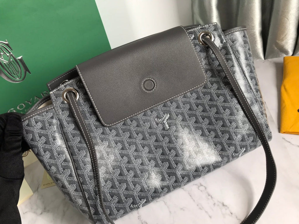 GOYA 26S ROUETTE PM TOTE BAG 30CM IN GRAY CANVAS AND CALFSKIN