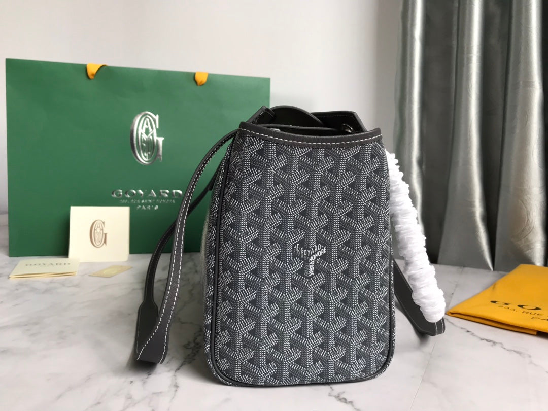 GOYA 26S ROUETTE PM TOTE BAG 30CM IN GRAY CANVAS AND CALFSKIN