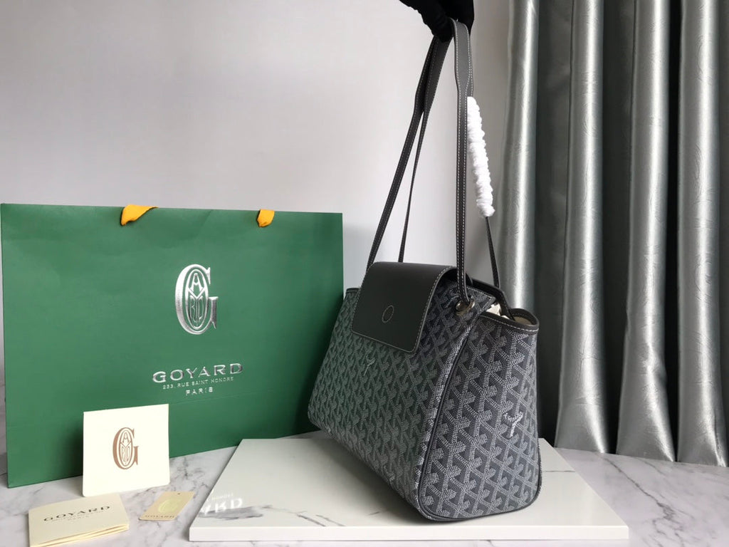GOYA 26S ROUETTE PM TOTE BAG 30CM IN GRAY CANVAS AND CALFSKIN