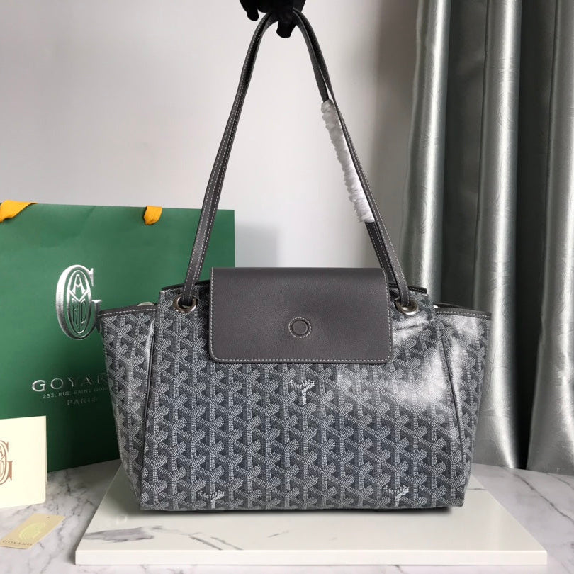 GOYA 26S ROUETTE PM TOTE BAG 30CM IN GRAY CANVAS AND CALFSKIN