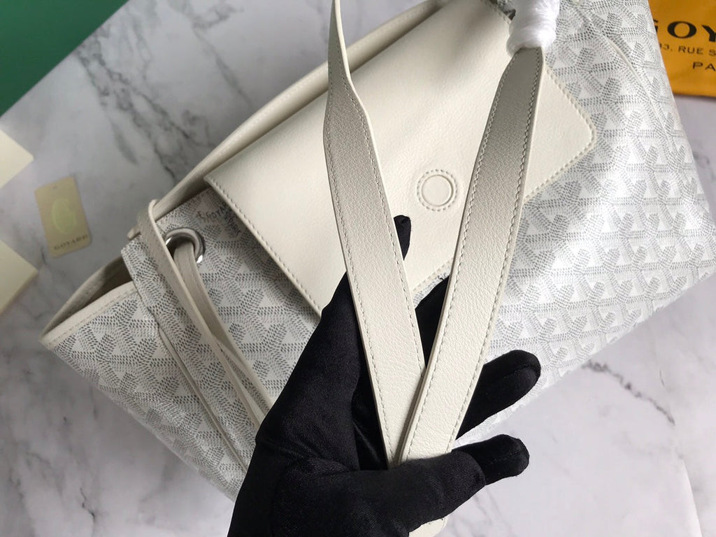 GOYA 26S ROUETTE PM TOTE BAG 30CM IN IVORY WHITE CANVAS AND CALFSKIN