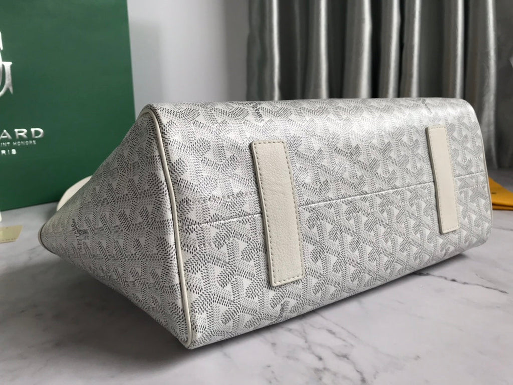GOYA 26S ROUETTE PM TOTE BAG 30CM IN IVORY WHITE CANVAS AND CALFSKIN