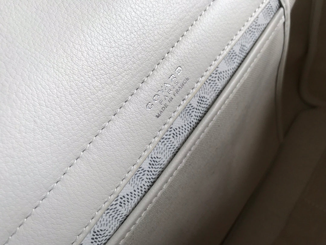 GOYA 26S ROUETTE PM TOTE BAG 30CM IN IVORY WHITE CANVAS AND CALFSKIN