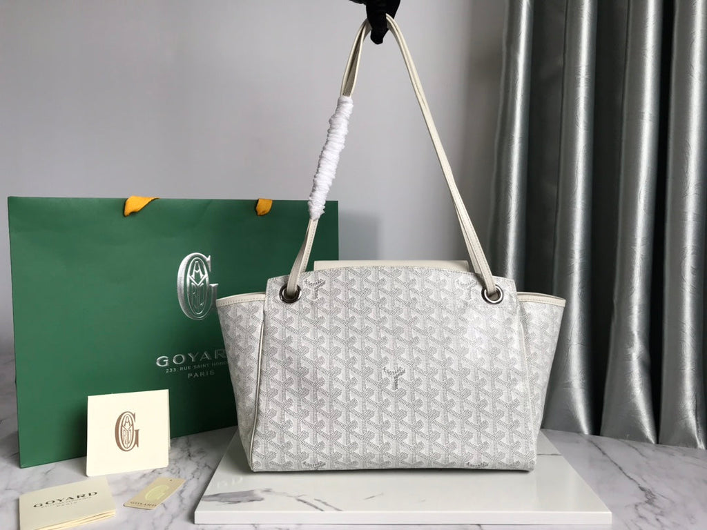 GOYA 26S ROUETTE PM TOTE BAG 30CM IN IVORY WHITE CANVAS AND CALFSKIN