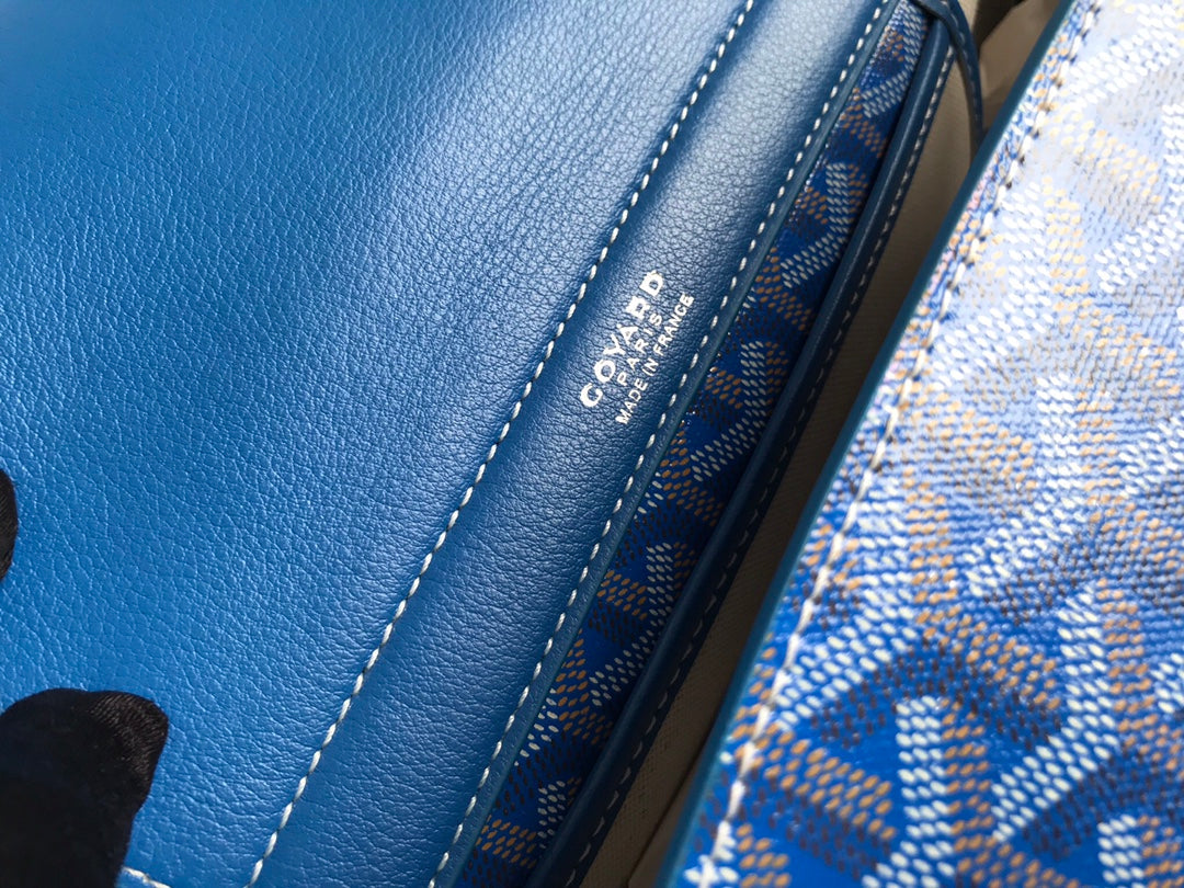 GOYA 26S ROUETTE PM TOTE BAG 30CM IN BLUE CANVAS AND CALFSKIN