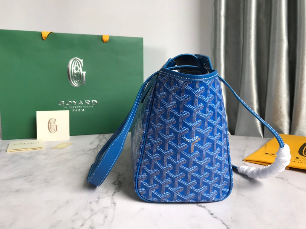 GOYA 26S ROUETTE PM TOTE BAG 30CM IN BLUE CANVAS AND CALFSKIN